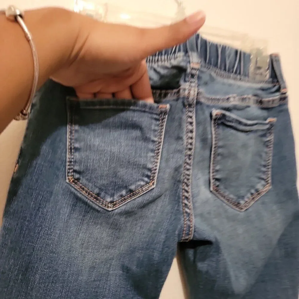 Gap Girls Blue Stretch Pockets Elastic Waist Denim Pull On Jeggings Size 10